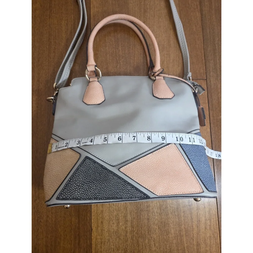 Gussaci‎ Collection Handbag Satchel Purse Geometric Grey Classic Luxury Style